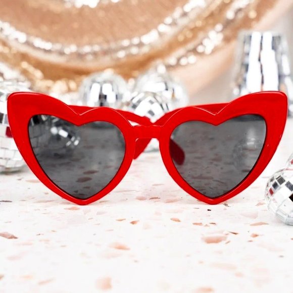Accessories - Heart Shaped Sunglasses. Red, Valentine's Day.
